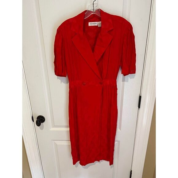 Vintage Liz Claiborne 100% silk red dress size 4 - Picture 6 of 10
